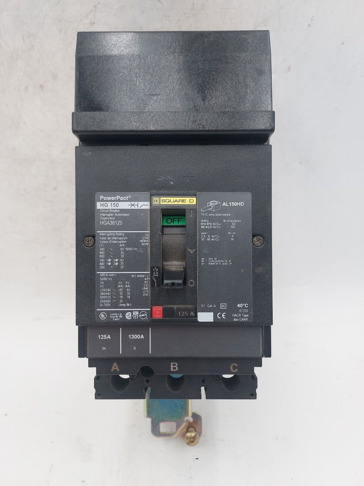 Square D HGA36125 Used