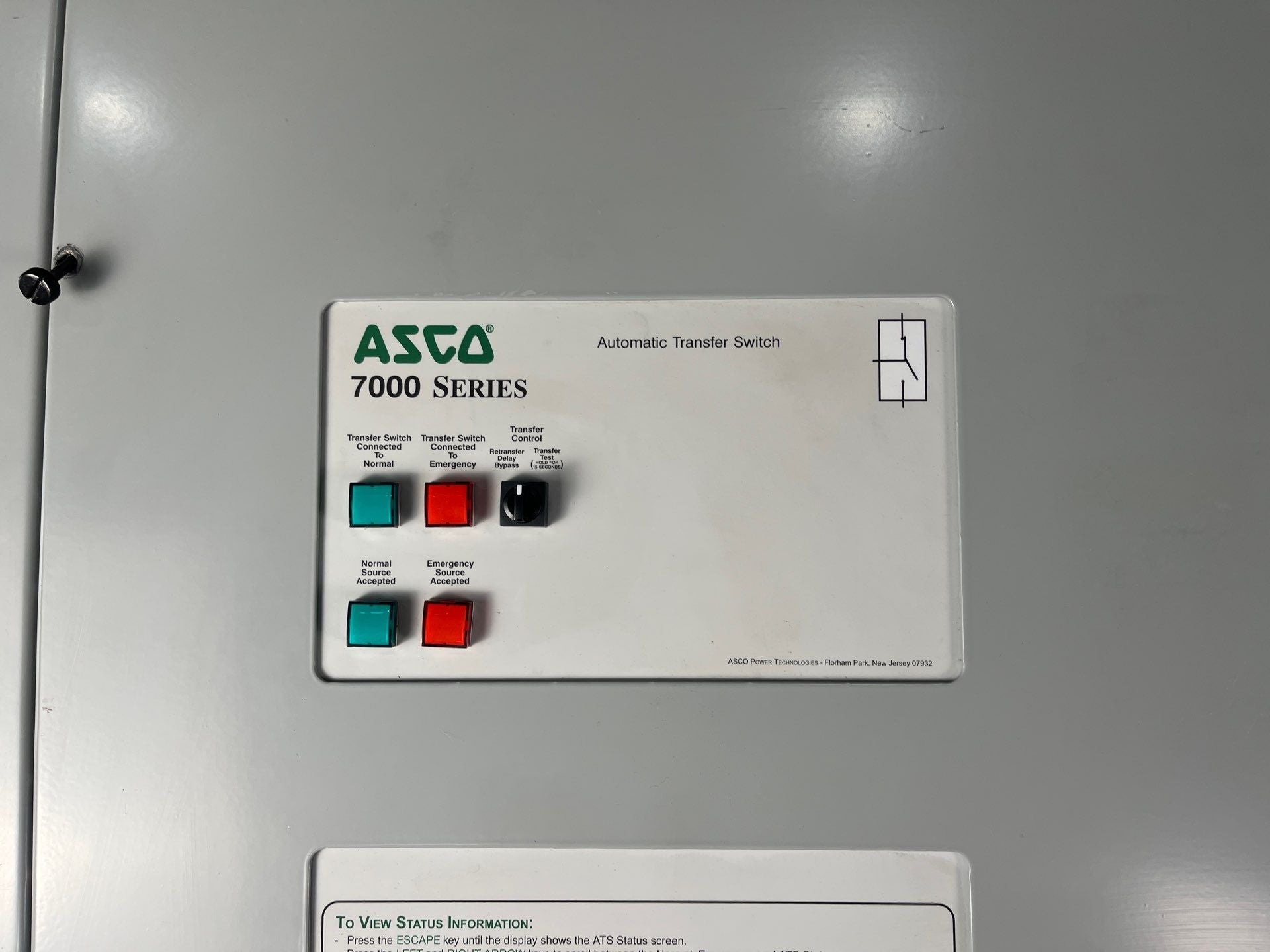 ASCO 7000 Series Automatic Transfer Switch 2000A 480V 3PH G7ATSA32000N5C Used