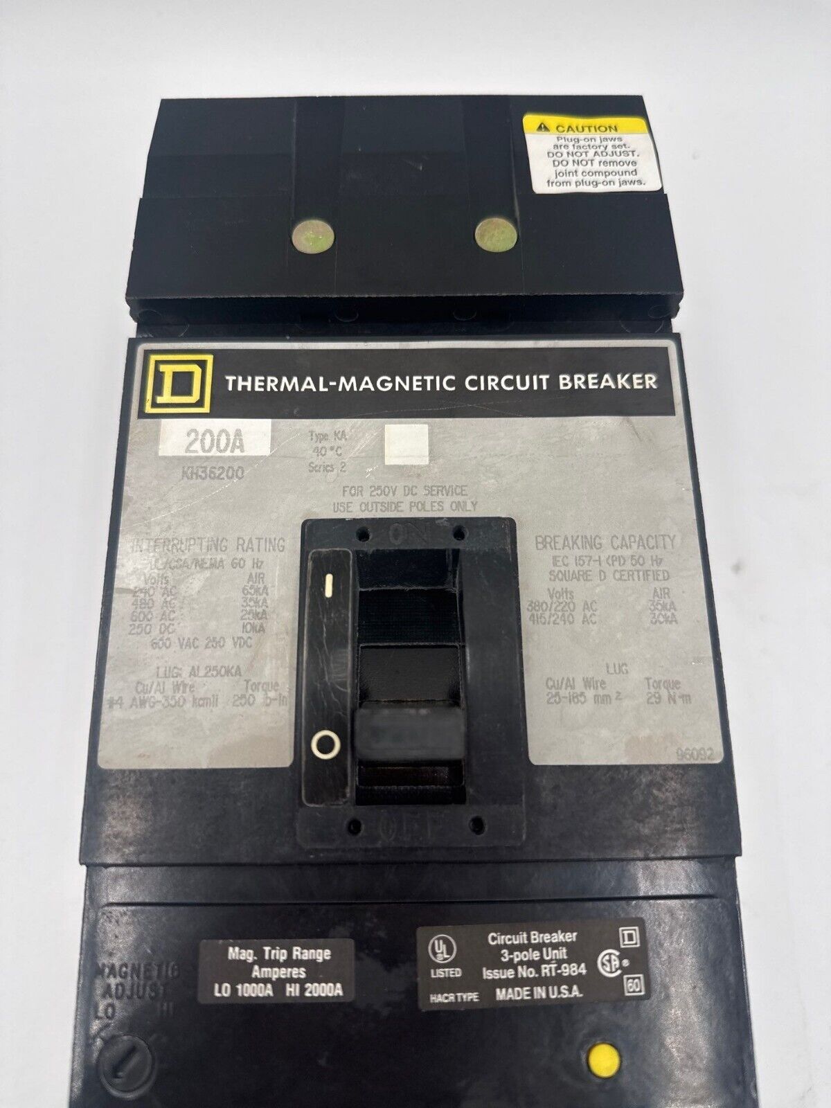 Square D KH36200 Used