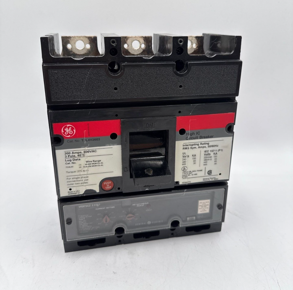 GE TJL4V2603 Circuit Breaker 300A 3P 600V 3PH TJL 300 Amp 3 Pole VersaTrip T4VT Used