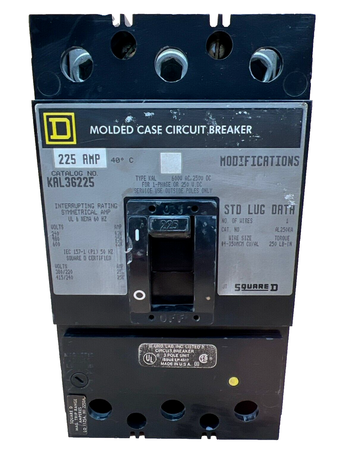 Square D KAL36225 Used