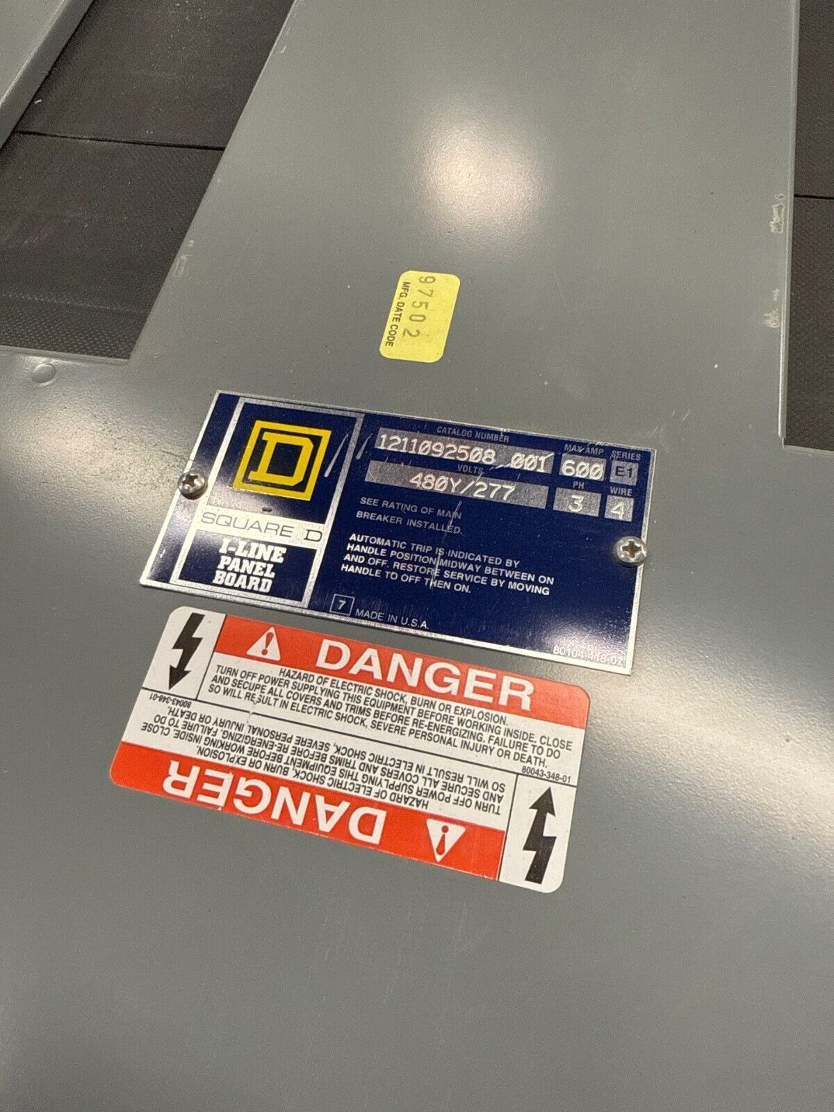 Square D I-Line Panelboard 600A 480/277V 3PH 4W 66 Circuit Indoor Encl MLO P562 Used