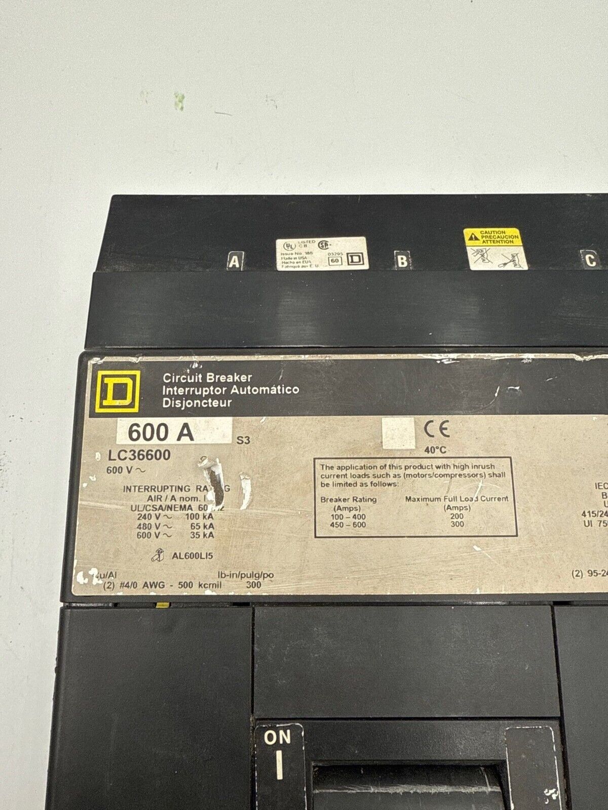 Square D LC36600 Used