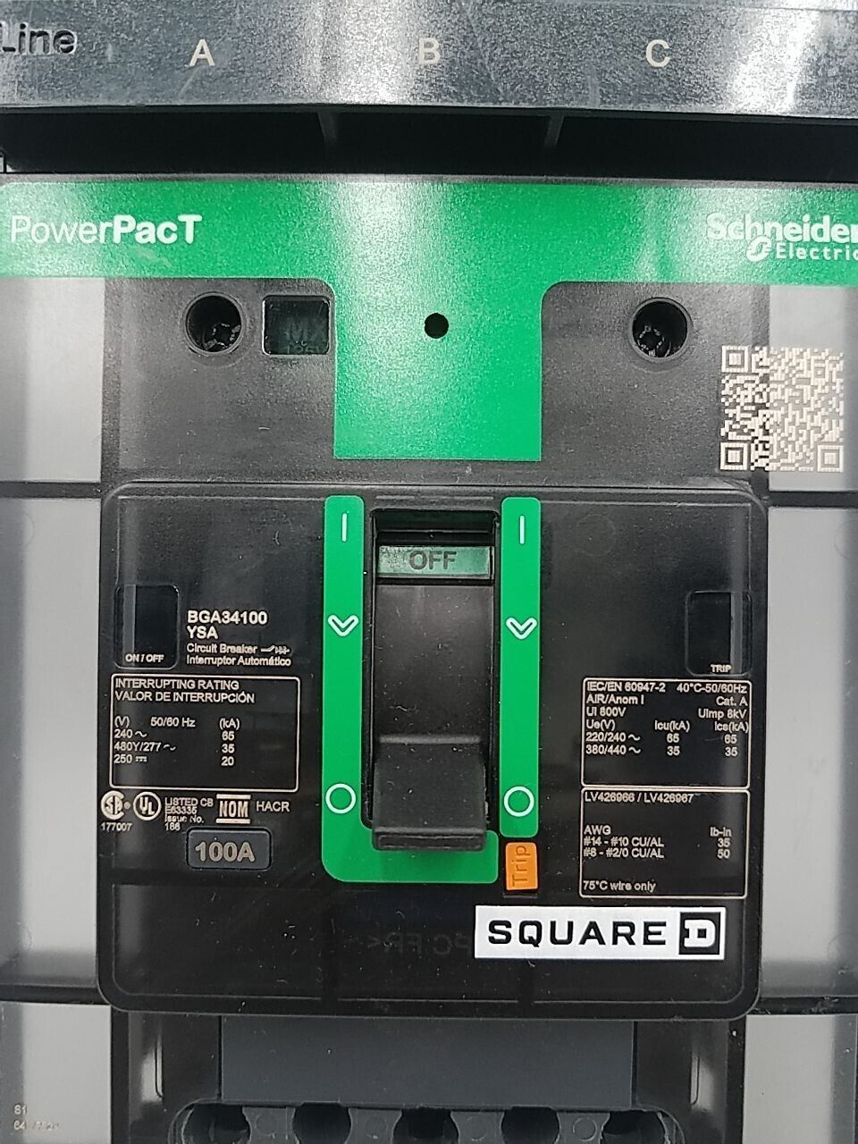 Square D BGA34100Y Used