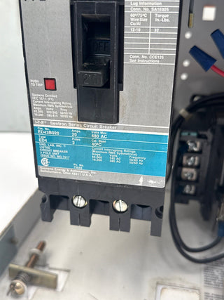 Siemens Model 95+ 12" 20A Combo MCC Bucket Size 1 Starter ED43B020 20 Amp Used