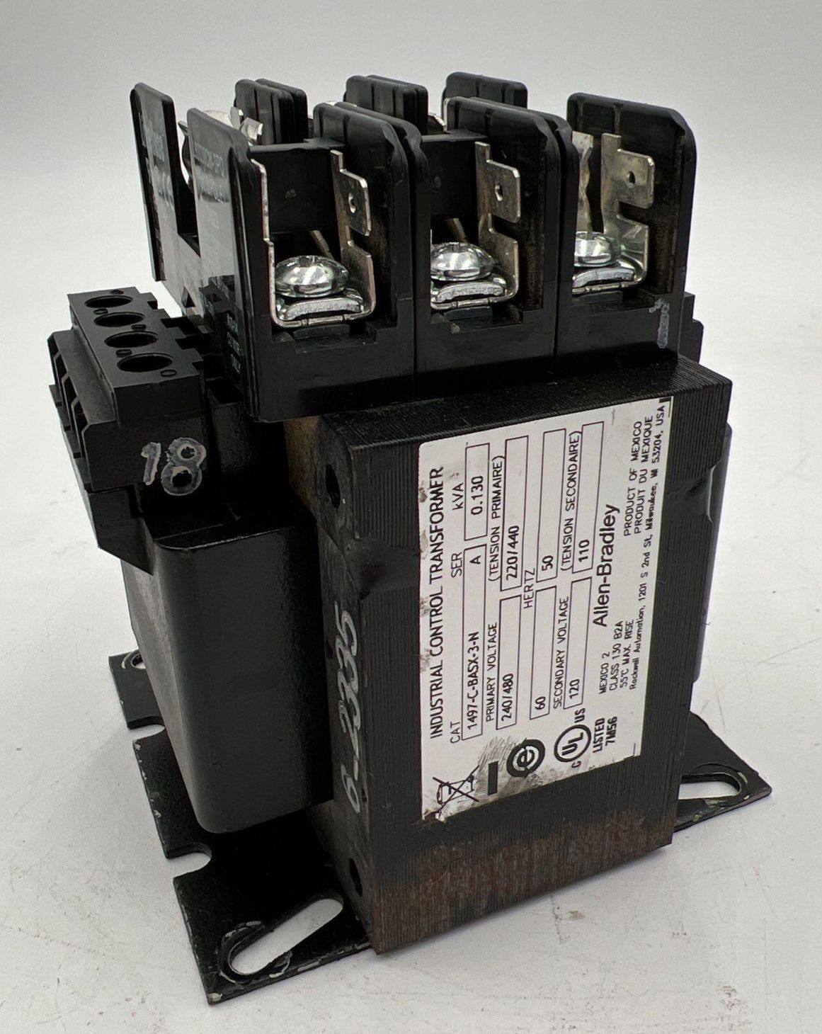 Allen Bradley 1497-C-BASX-3-N Ind Control Transformer 0.130Kva 240/480V 60/50HZ Used