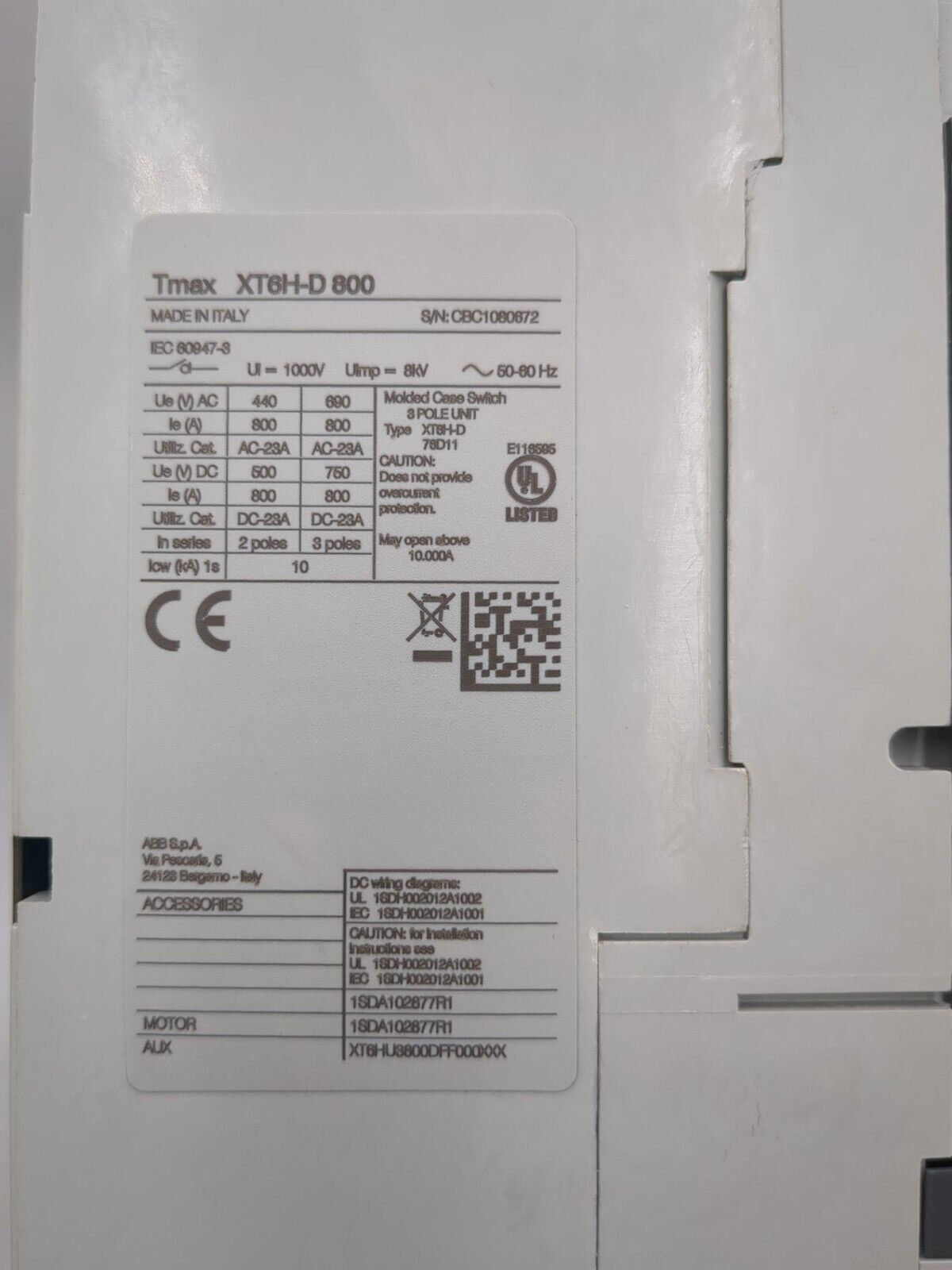 ABB XT6HU3800DFF000XXX New