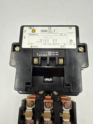 Square D 8536SEO1S Starter 90A 3P 600V NEMA Size 3 Coil 110/120V 8536SE01S Used