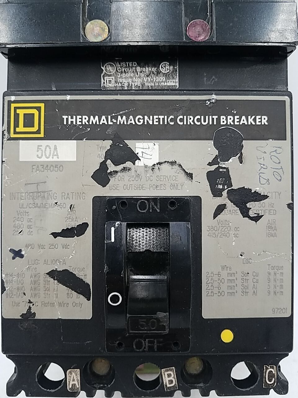 Square D FA34050 Used