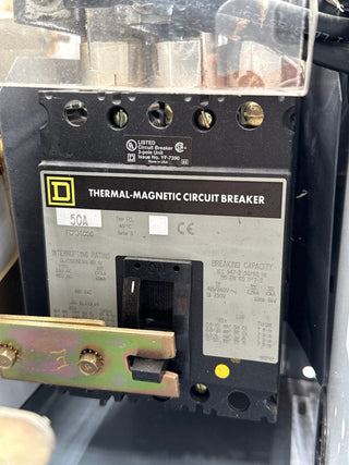 Square D Model 6 12" Dual Twin 50A Feeder MCC Bucket FCP34050 Breaker 50Amp Used
