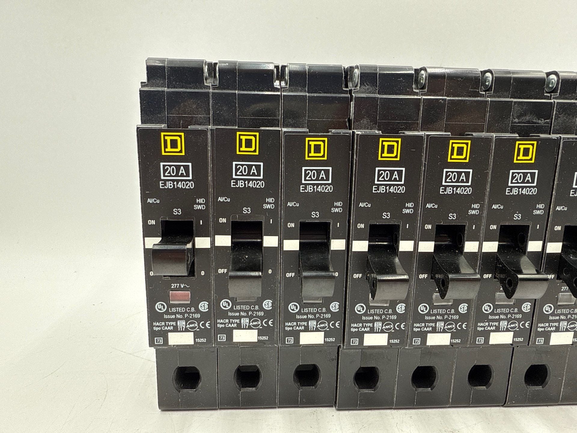 10PC Square D EJB14020 Circuit Breaker 20A 1P 277V 1PH EJB 20 Amp Bolt On Used