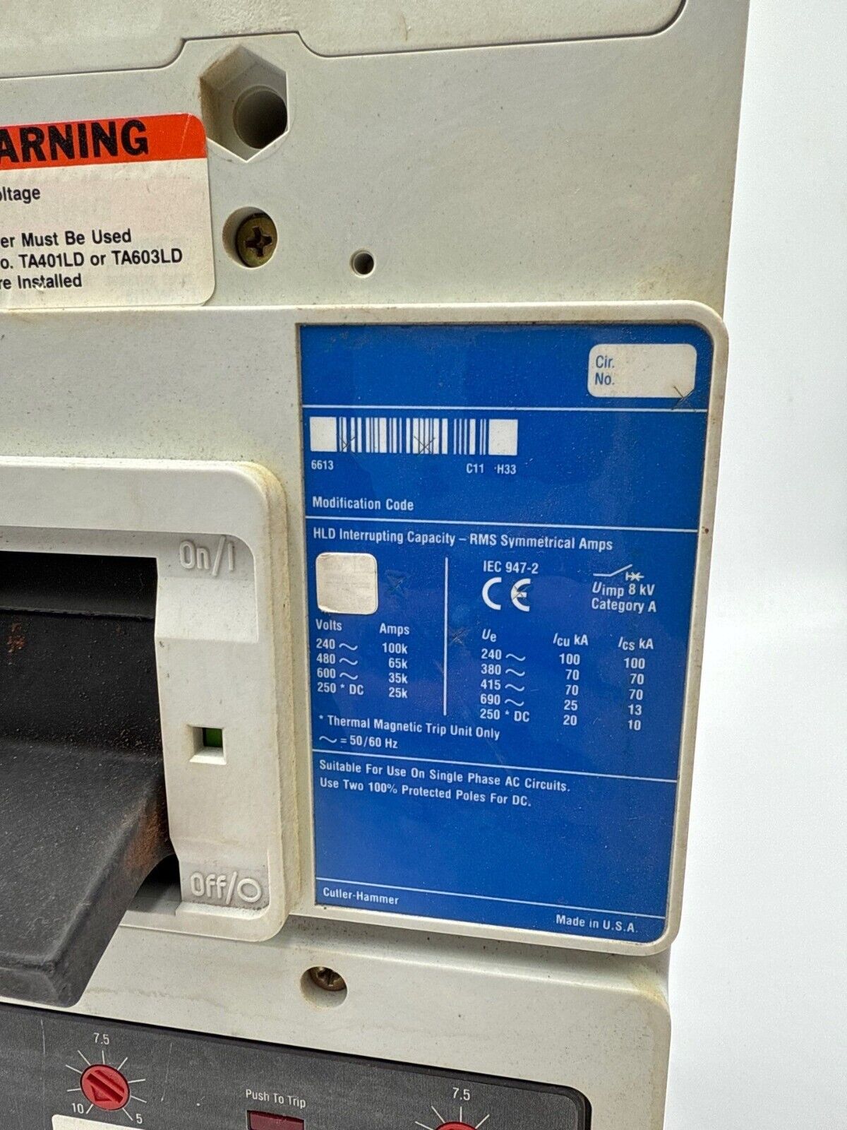 Cutler-Hammer HLD3600 Used