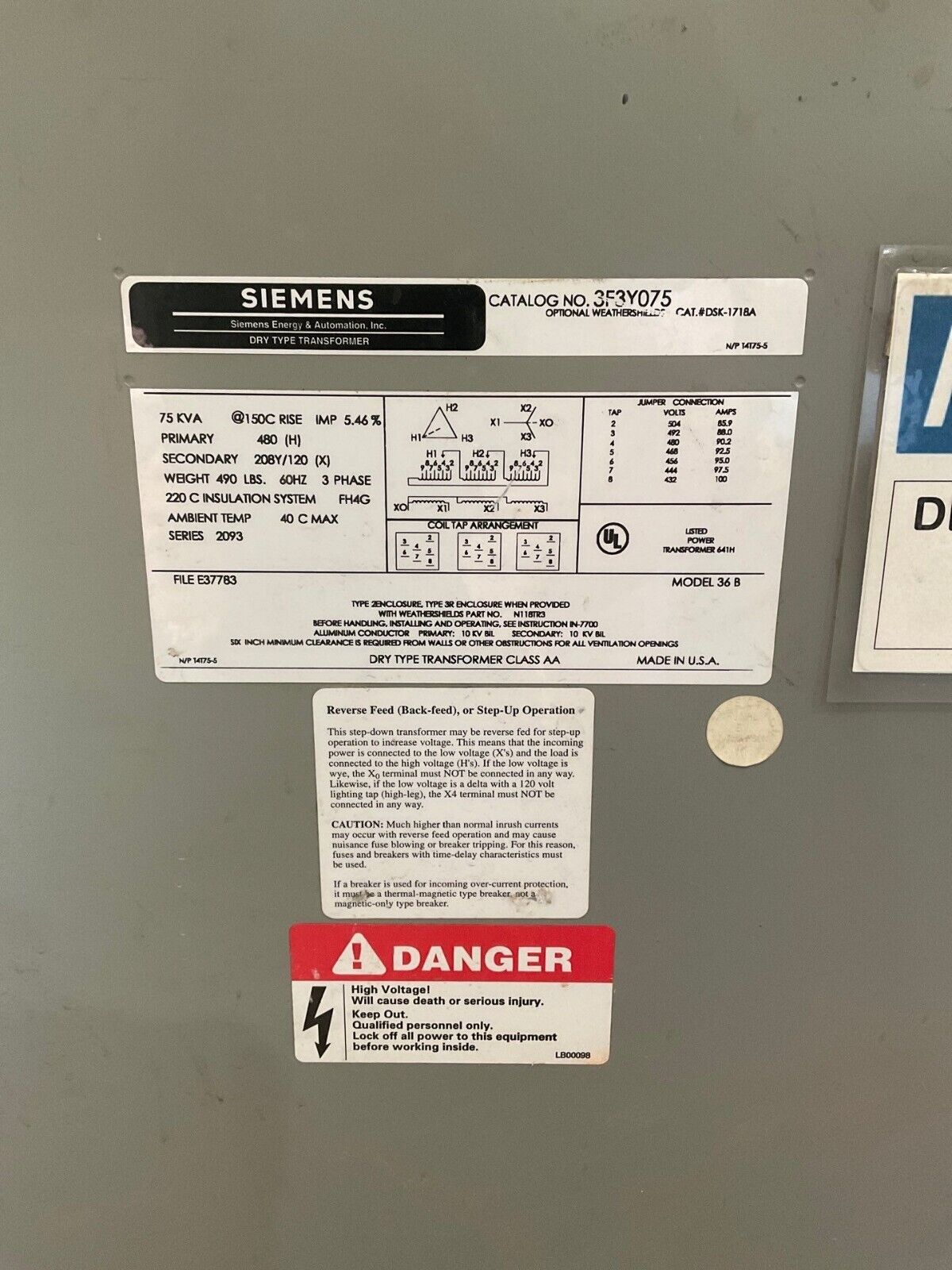 Siemens 3F3Y075 Used