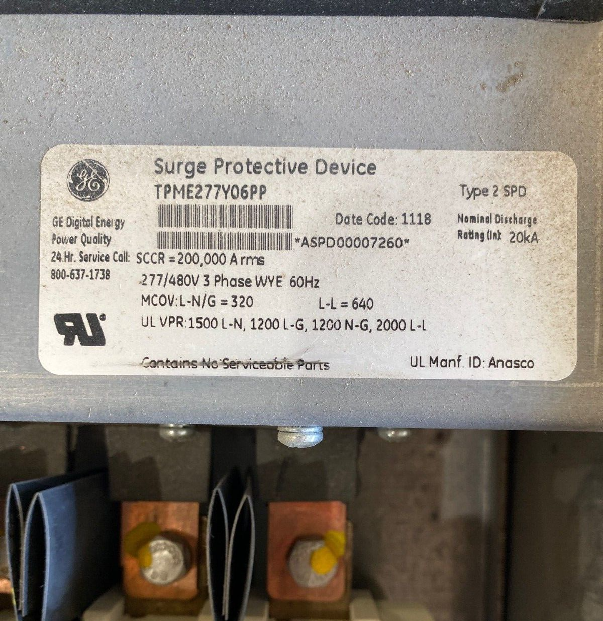 GE APNB Bolt On Panelboard 400A 480/277V 3PH 4W Indoor Encl MCB SGLA36AT0400 P497 Used