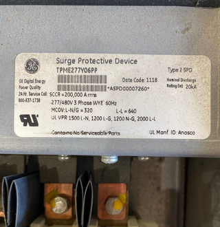GE APNB Bolt On Panelboard 400A 480/277V 3PH 4W Indoor Encl MCB SGLA36AT0400 P497 Used