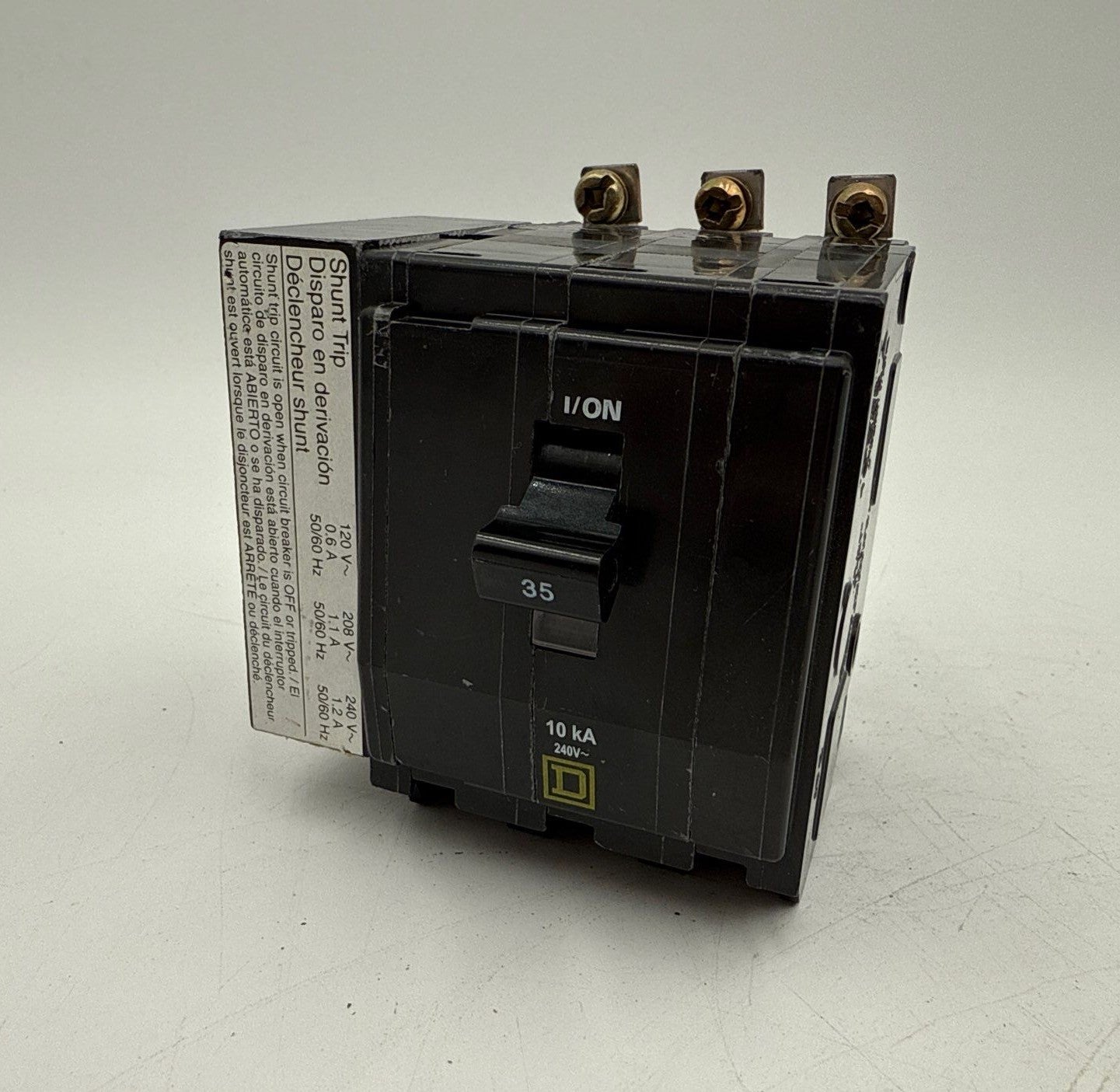 Square D QOB3351021 Circuit Breaker 35A 3P 240V Shunt Trip 35 Amp 3 Pole QOB Used