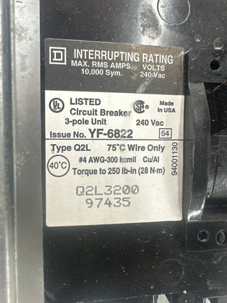 Square D NQOD442M225 NQOD Panelboard 225A 208Y/120V 3PH 4W Main MCB Q2L3200 200A P414 Used