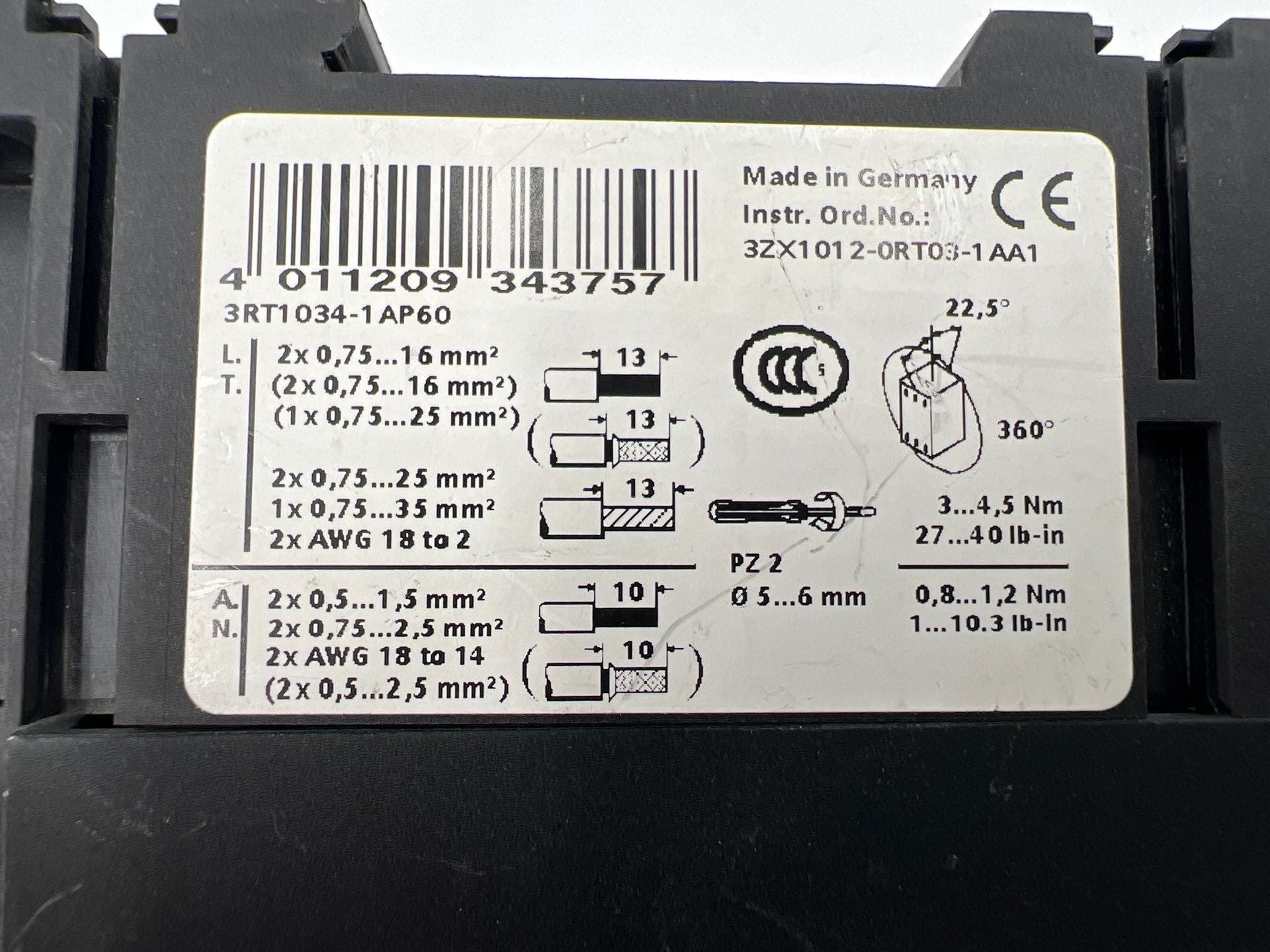 Siemens 3RT1034-1AP60 Used