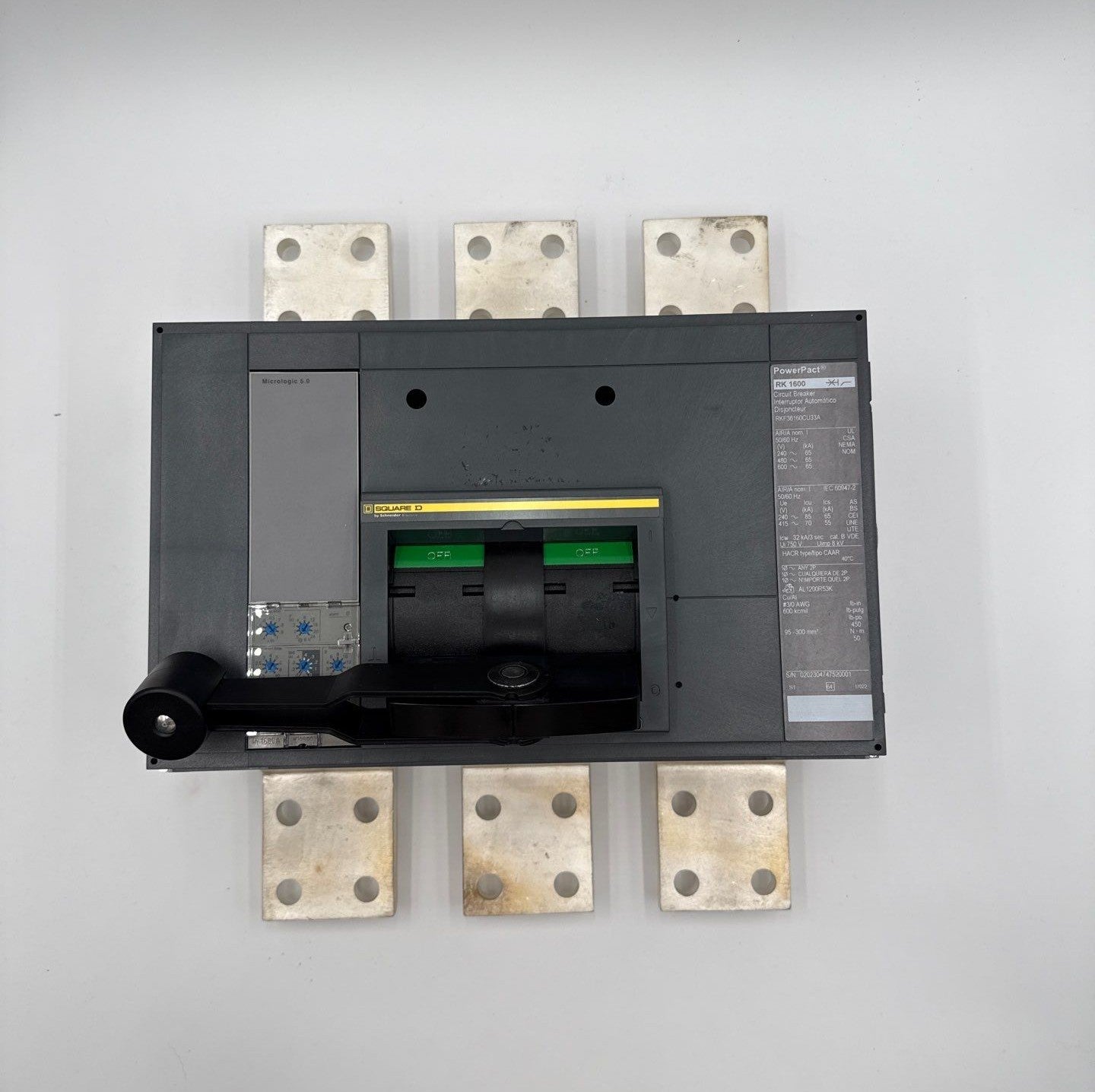 Square D RKF36160CU33A Circuit Breaker 1600A 3P 600V PowerPact 65kA R-Frame New