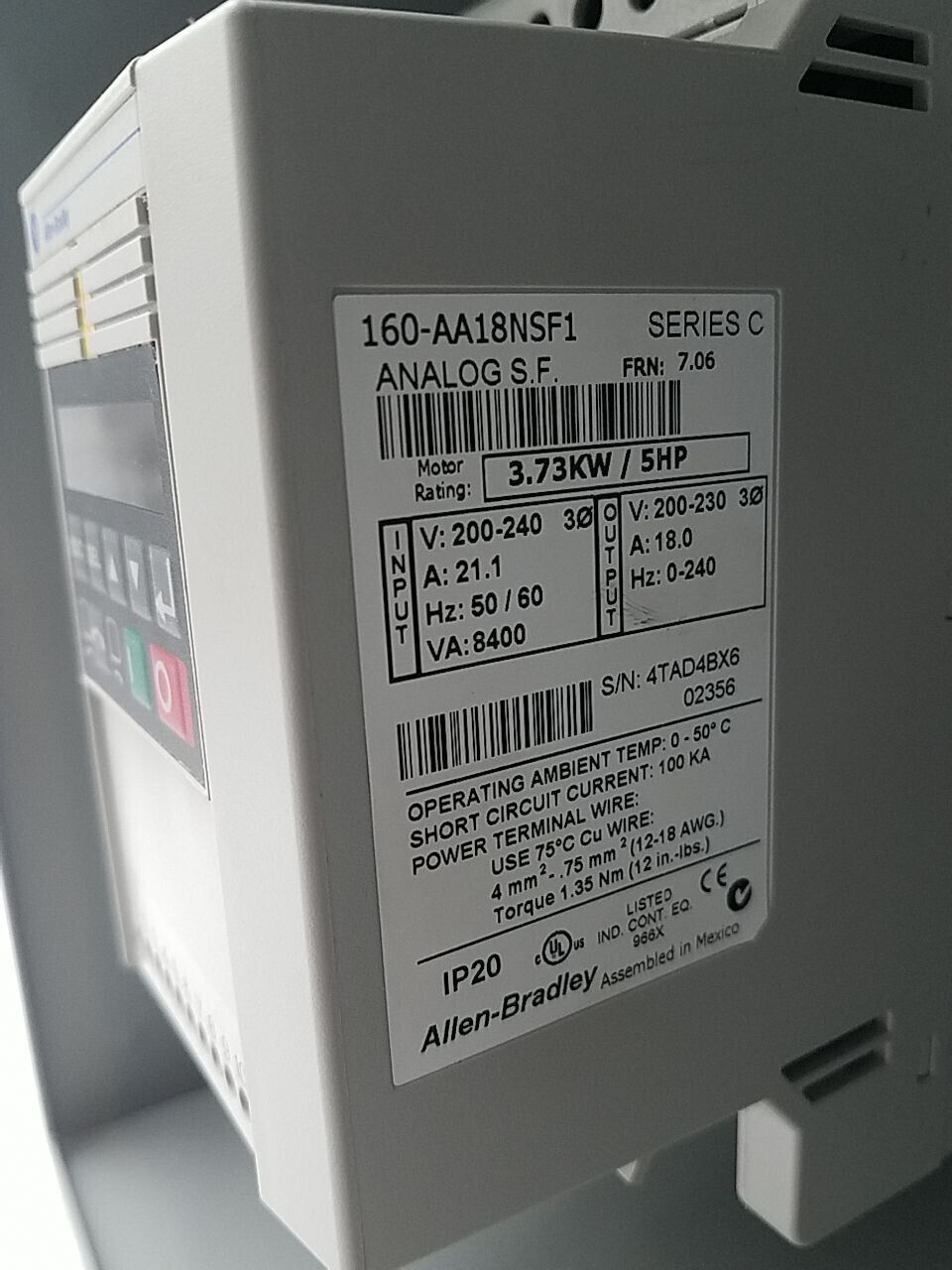 Allen-Bradley 160-AA18NSF1 Used