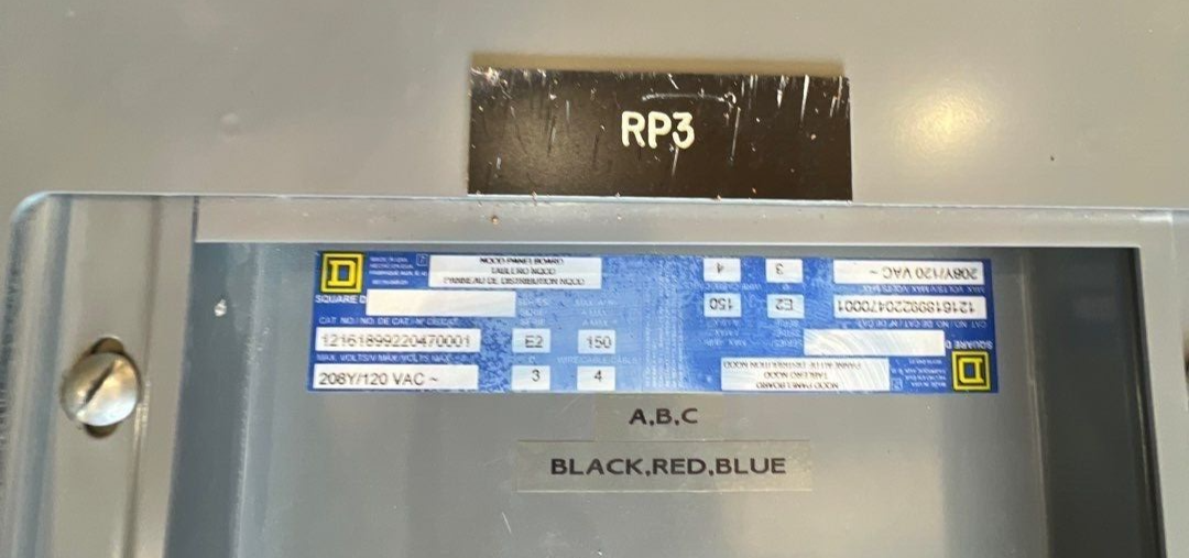 Square D NQOD Panelboard 150A 208Y/120V 3PH 4W 42 Circuit 150 Amp MCB Q2L3150 P247 Used