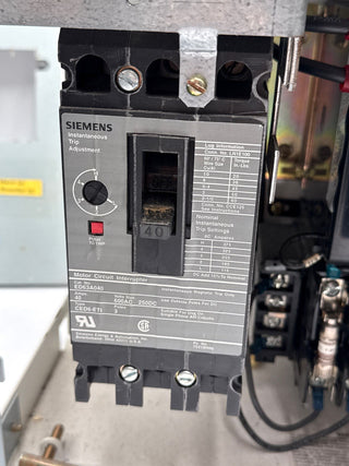 Siemens Model 95+ 12" 40A Combo MCC Bucket Size 2 14FS+32A Starter ED63A040 Used