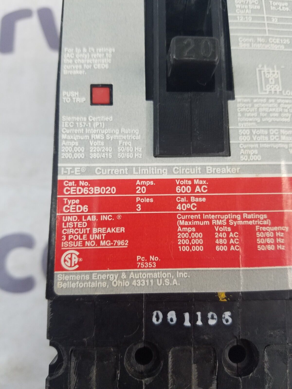 Siemens CED63B020 Used