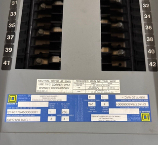 Square D NQOD Panelboard 250A 400A 208/120V 3PH 4W 42 Circuit Indoor Encl MCB P300 Used