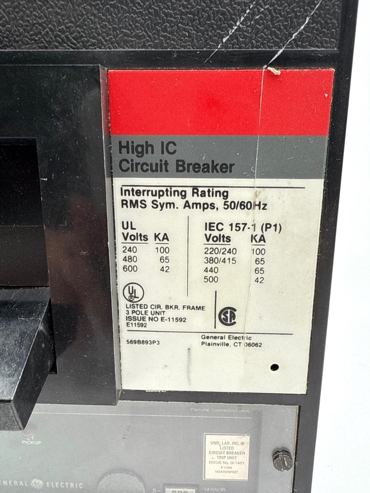 GE TKL4V4608 Circuit Breaker 800A 3P 600V 3PH TKL 800 Amp 3 Pole VersaTrip T4VT Used