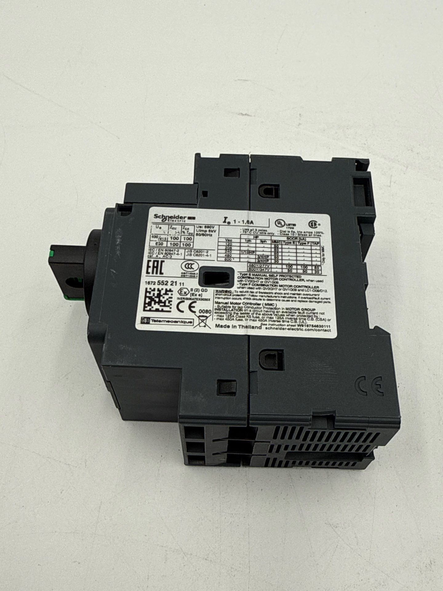 Schneider GV2P06 Circuit Protector Manual Starter 1-1.6A 3P 690V TeSys Deca New