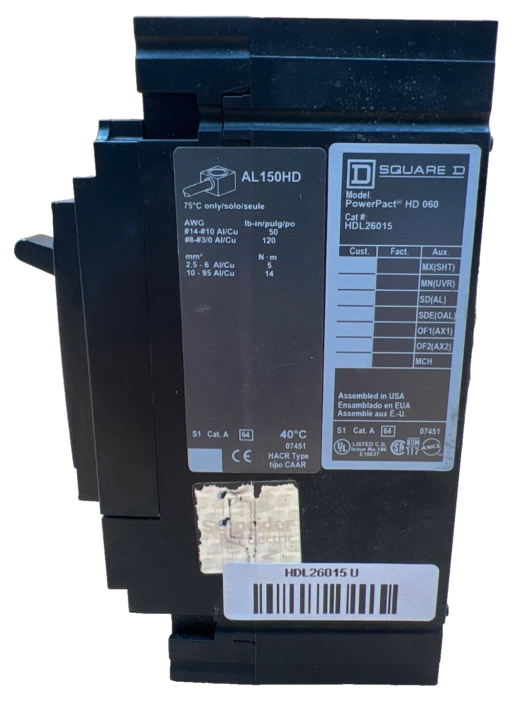 Square D HDL26015 Used