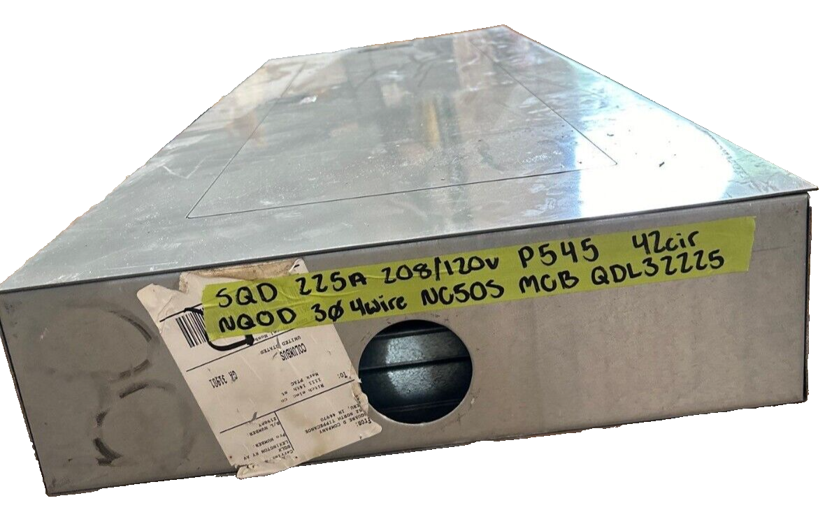 Square D NQ Panelboard 225A 208Y/120V 3PH 4W MCB Main QDL32225 42 Cir Nema 1 P545 Used