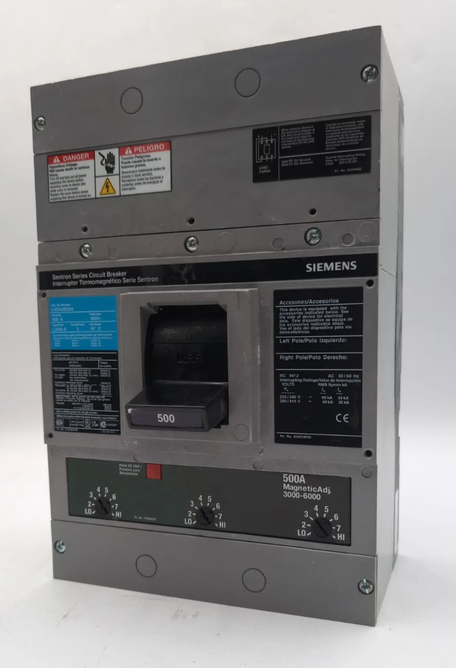 Siemens LXD63B500 Circuit Breaker 500A 3P 600V 3PH LXD6-A 500 Amp NEW TAKE OUT New