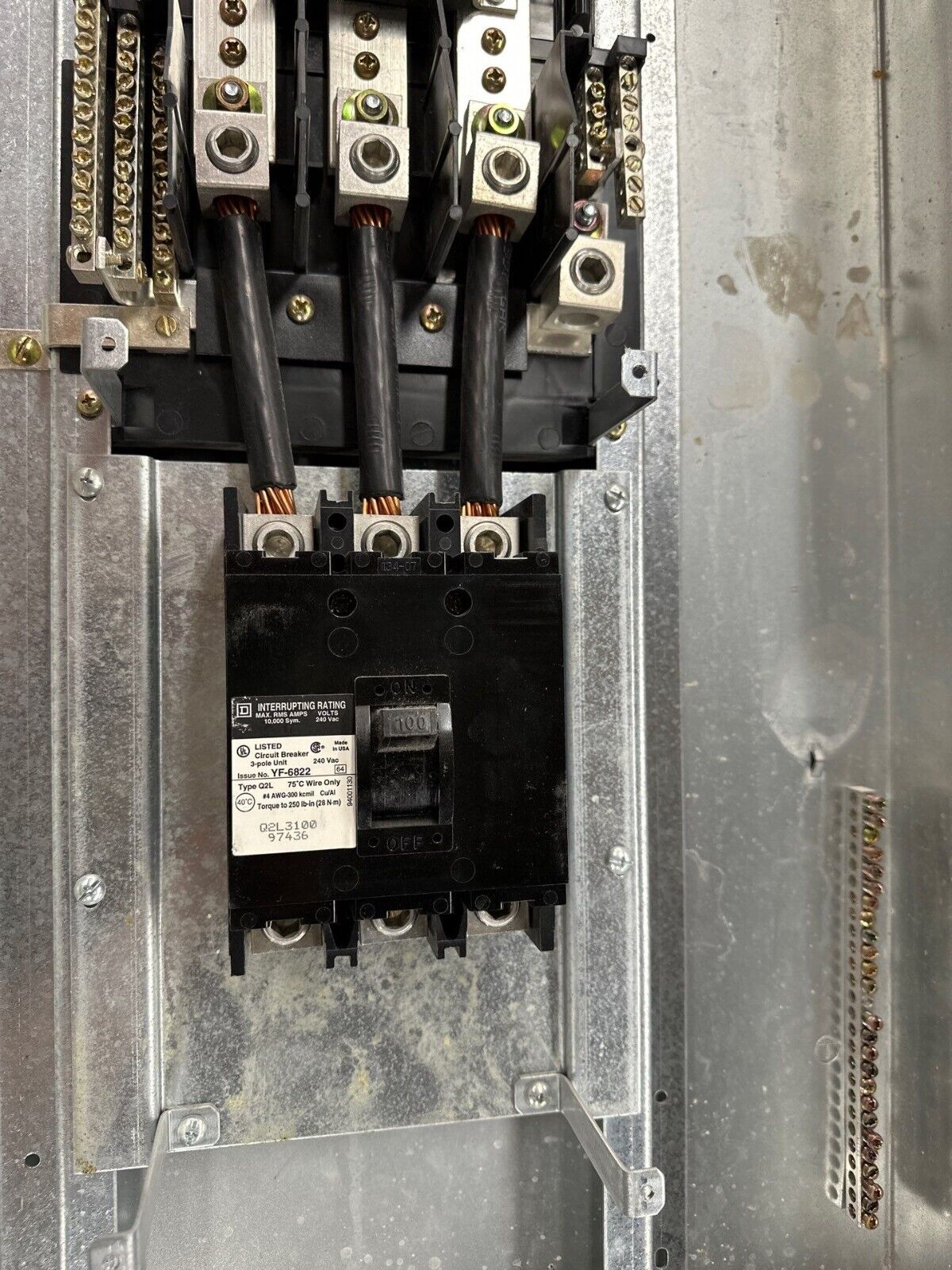 Square D NQOD442M225 Panelboard 225A 208Y/120V 3PH 4W MCB Main Q2L3100 100 Amp P394 Used