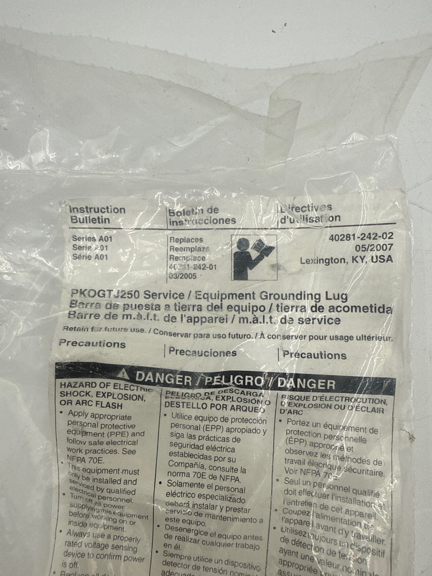 Square D PKOGTJ250 Equipment Grounding Lug Kit For J Enclosure New