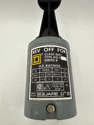 Square D 2601 AG2 Reversing Drum Switch 600V 2HP 3 Position 2601 Series New