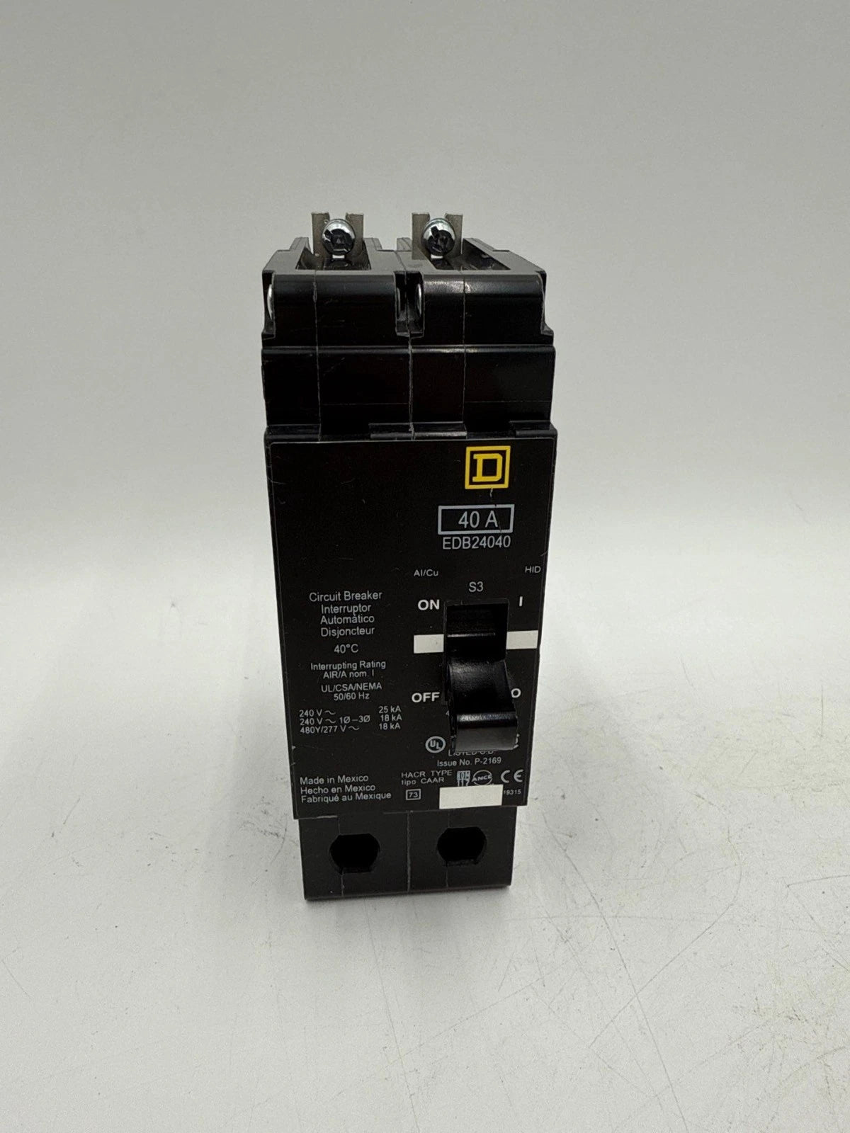 Square D EDB24040 Circuit Breaker 40A 2P 480V 1PH EDB 2 Pole 40 Amp Bolt On New