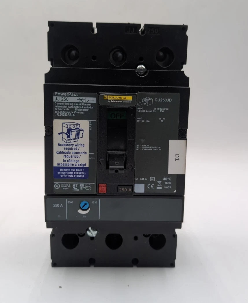 Square D JJ250 Circuit Breaker 250A 3P 600V JJ36250ABLC NEW Never Energized New