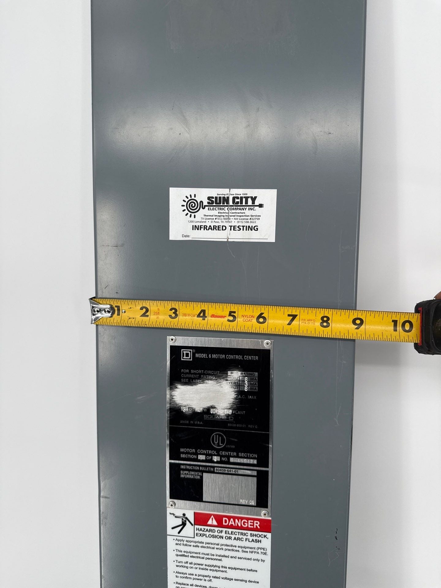 Square D Model 6 MCC Wire Way Door 72" x 9" Motor Control Center Trim Used