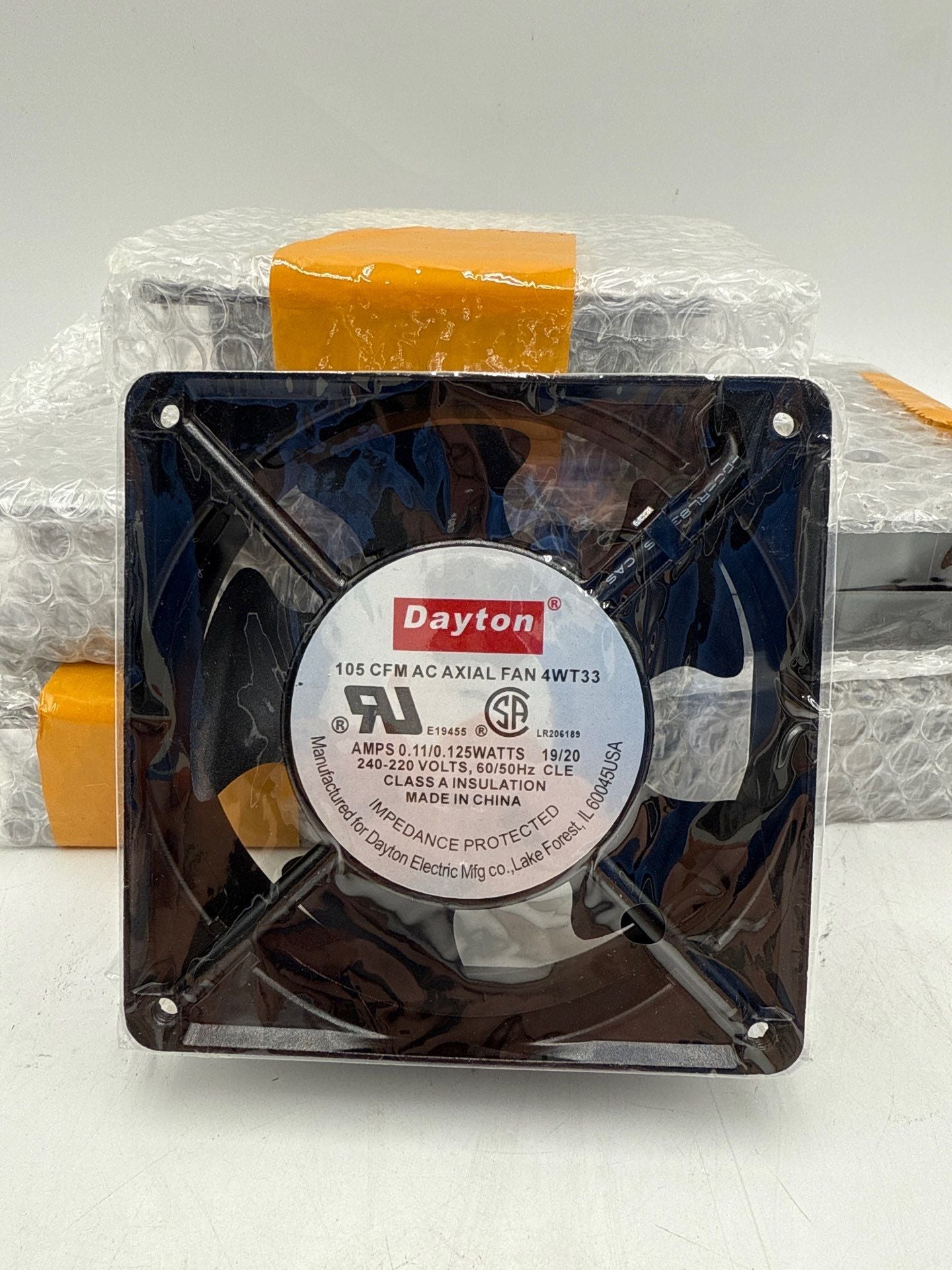 Dayton 4WT33 AC Axial Fan 150CFM 220V Aluminum Frame 125W Square