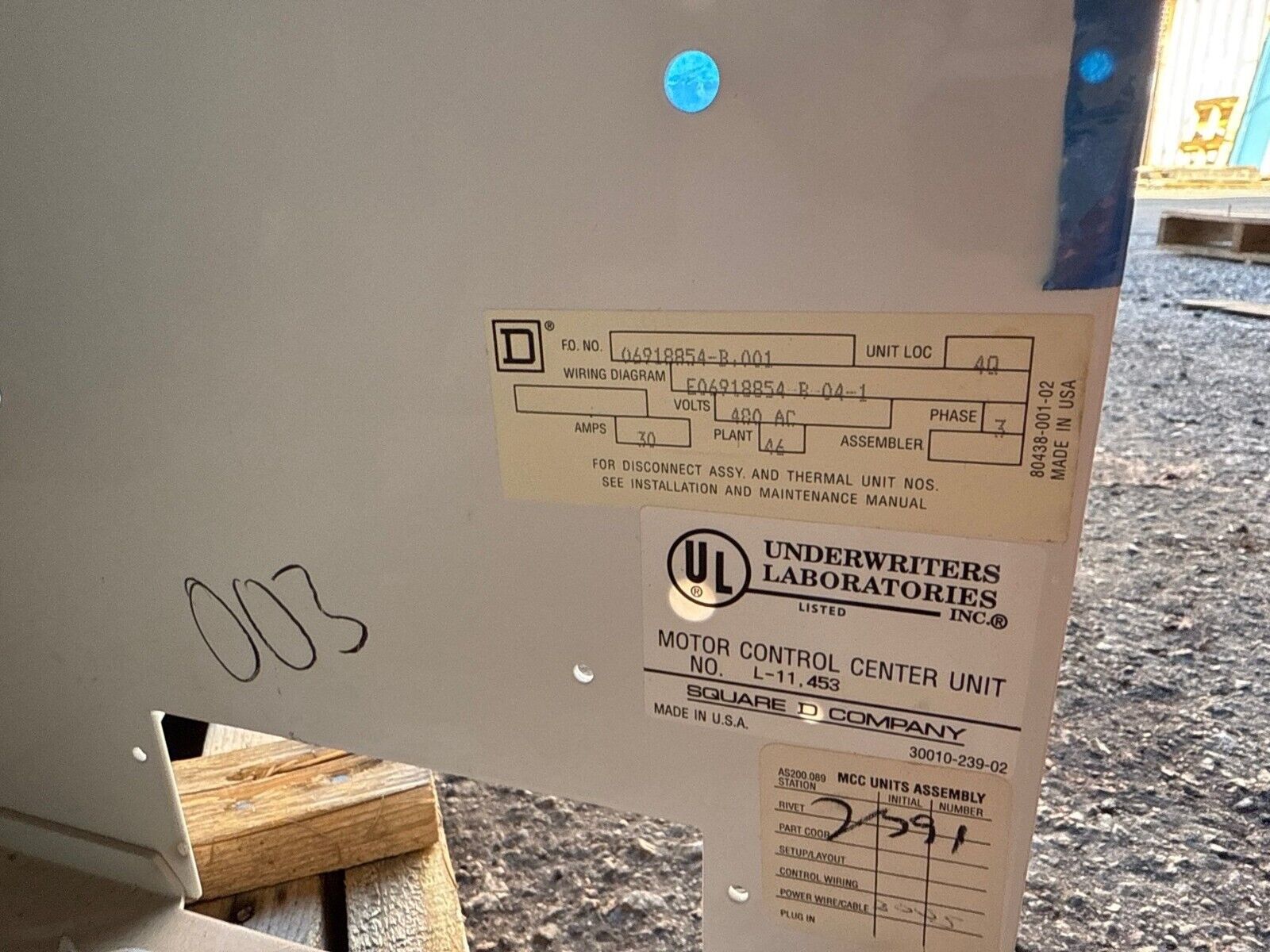 Square D Model 6 12" MCC Motor Control Center Bucket 30A 480V 3PH F 30 Amp Used