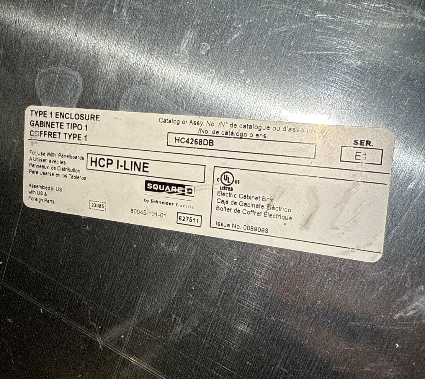 Square D HCP Panelboard 800A 480/277V 3PH 4W 800 Amp Panel MLO 42 Cir HC4268DB Used