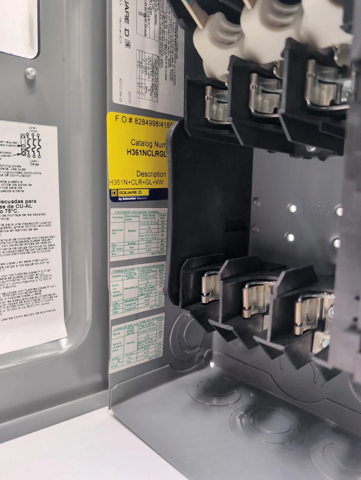 Square D H361N Safety Disconnect Switch 30A 3P 600V Type 1 Enclosure with Window New