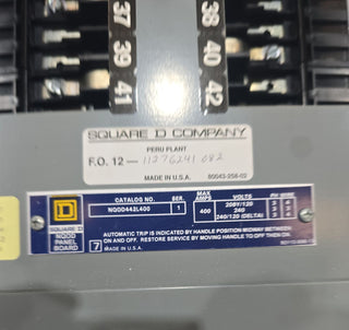 Square D NQOD442L400 Panelboard 400A 208Y/120V 3PH 4W 42 Cir 400 Amp MLO Panel Used