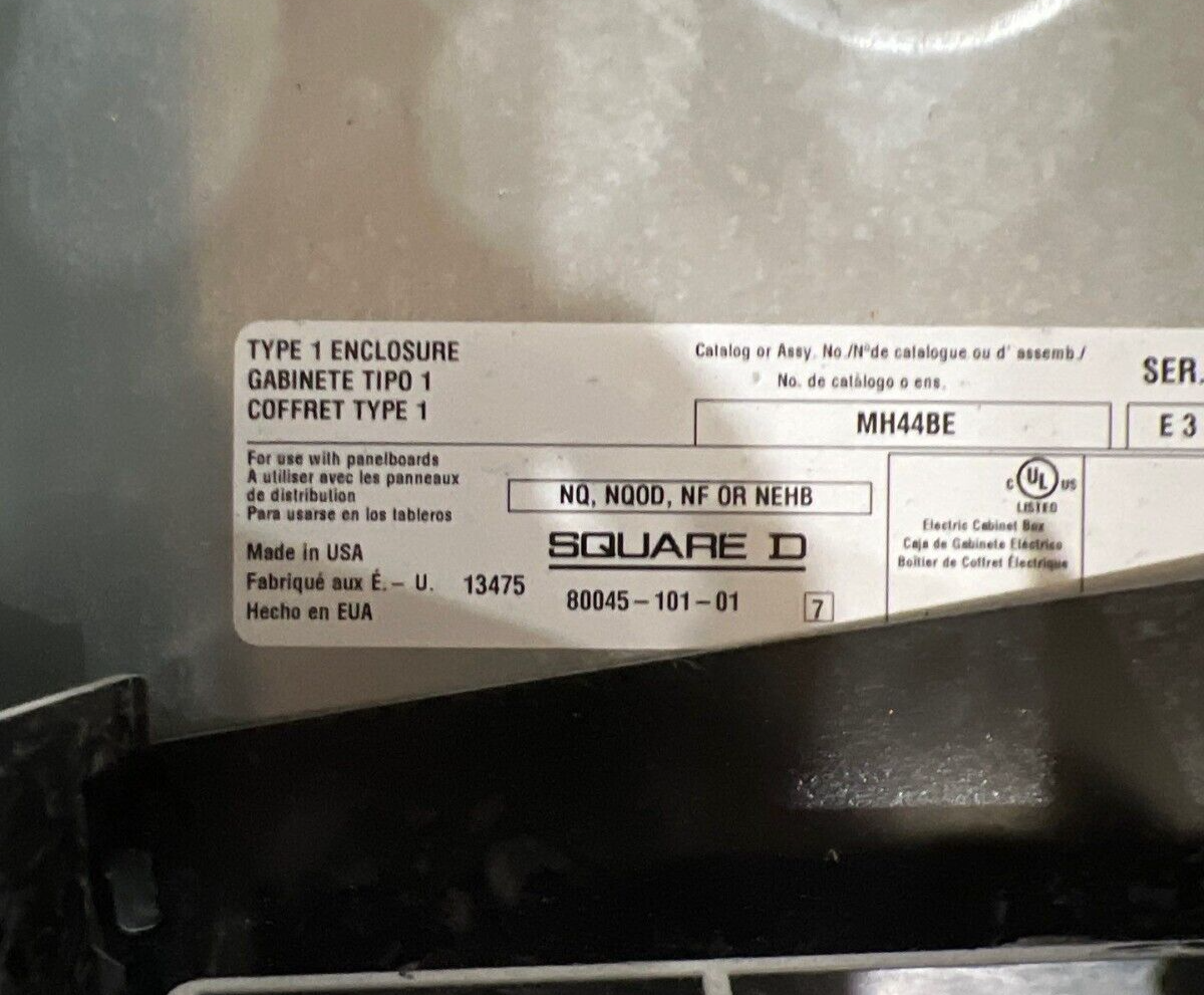 Square D NQ Panelboard 100A 208Y/120V 3PH 4W Indoor Encl 72 Circuit MLO MH44BE P623 Used