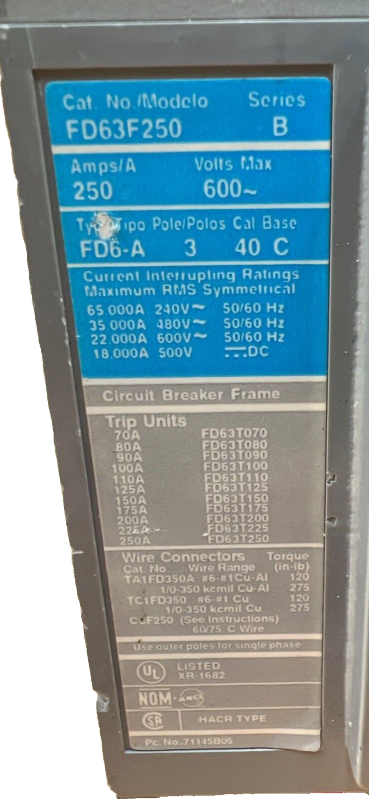 Siemens FD63B150 Used