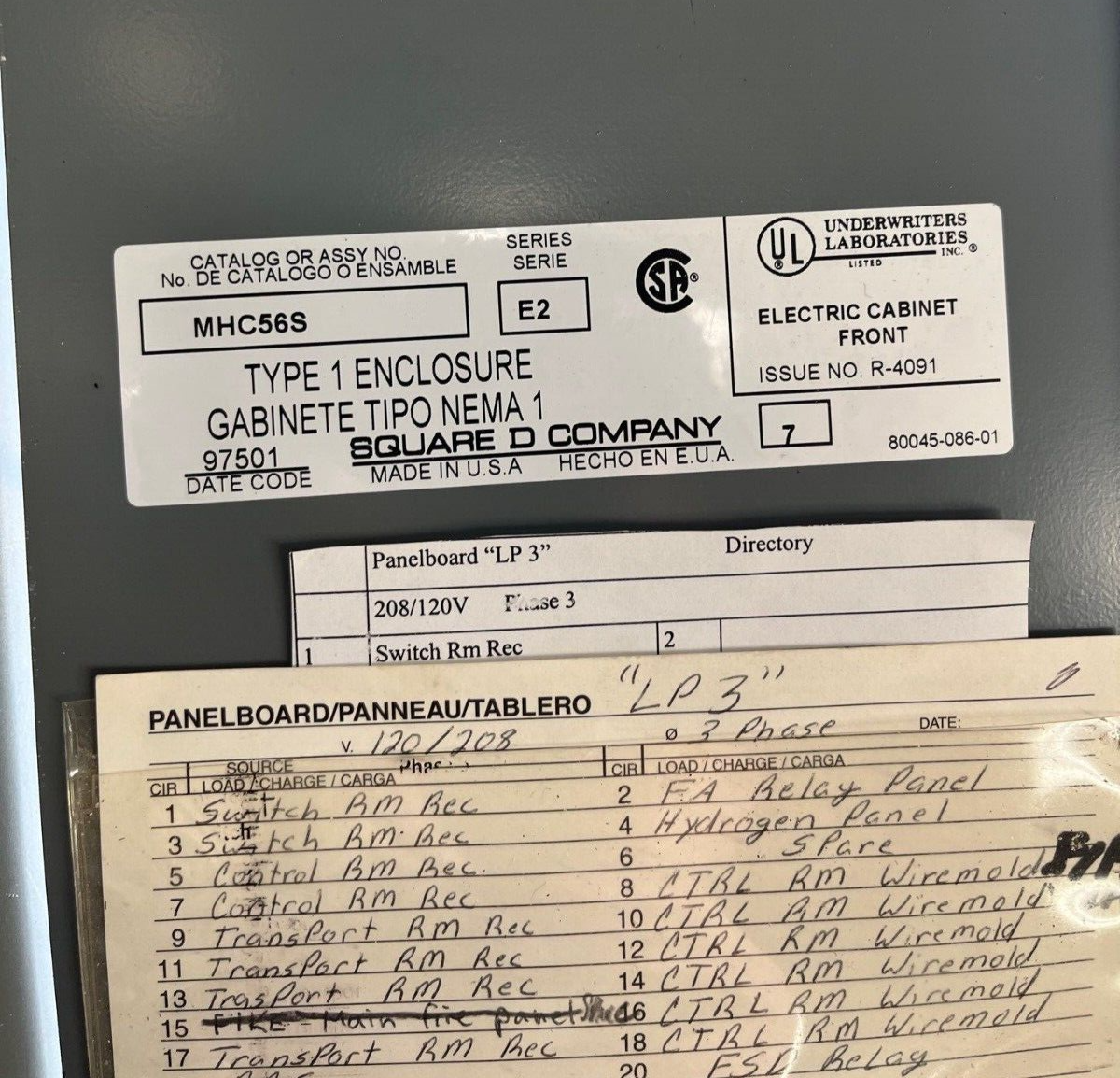 Square D NQOD Panelboard 225A 208/120V 3PH 4W Indoor Encl 42 Cir KCL34225 MCB P571 Used