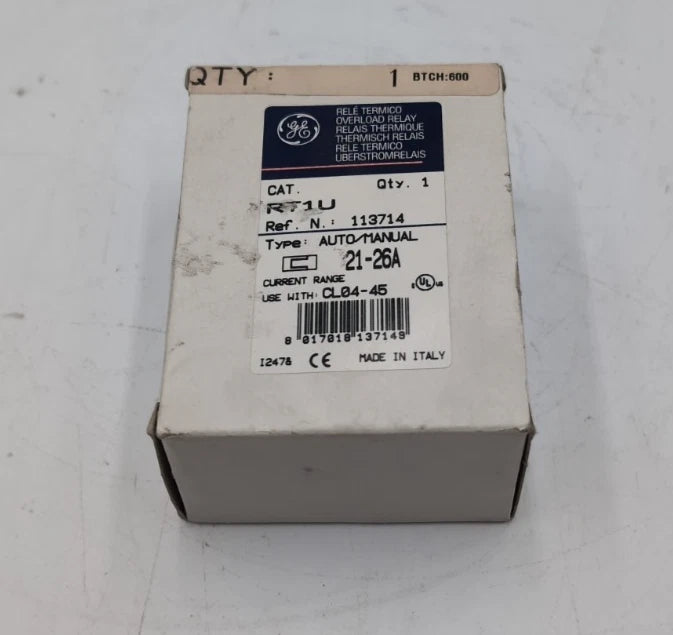 GE RT1U Thermal Overload Relay 21-26A for Class CL04-05 Contactors New in Box New