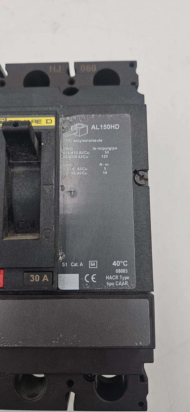 Square D HJL26030 Circuit Breaker 30A 2P 600V HJ 060 30 Amp 2 Pole HJL USED Used