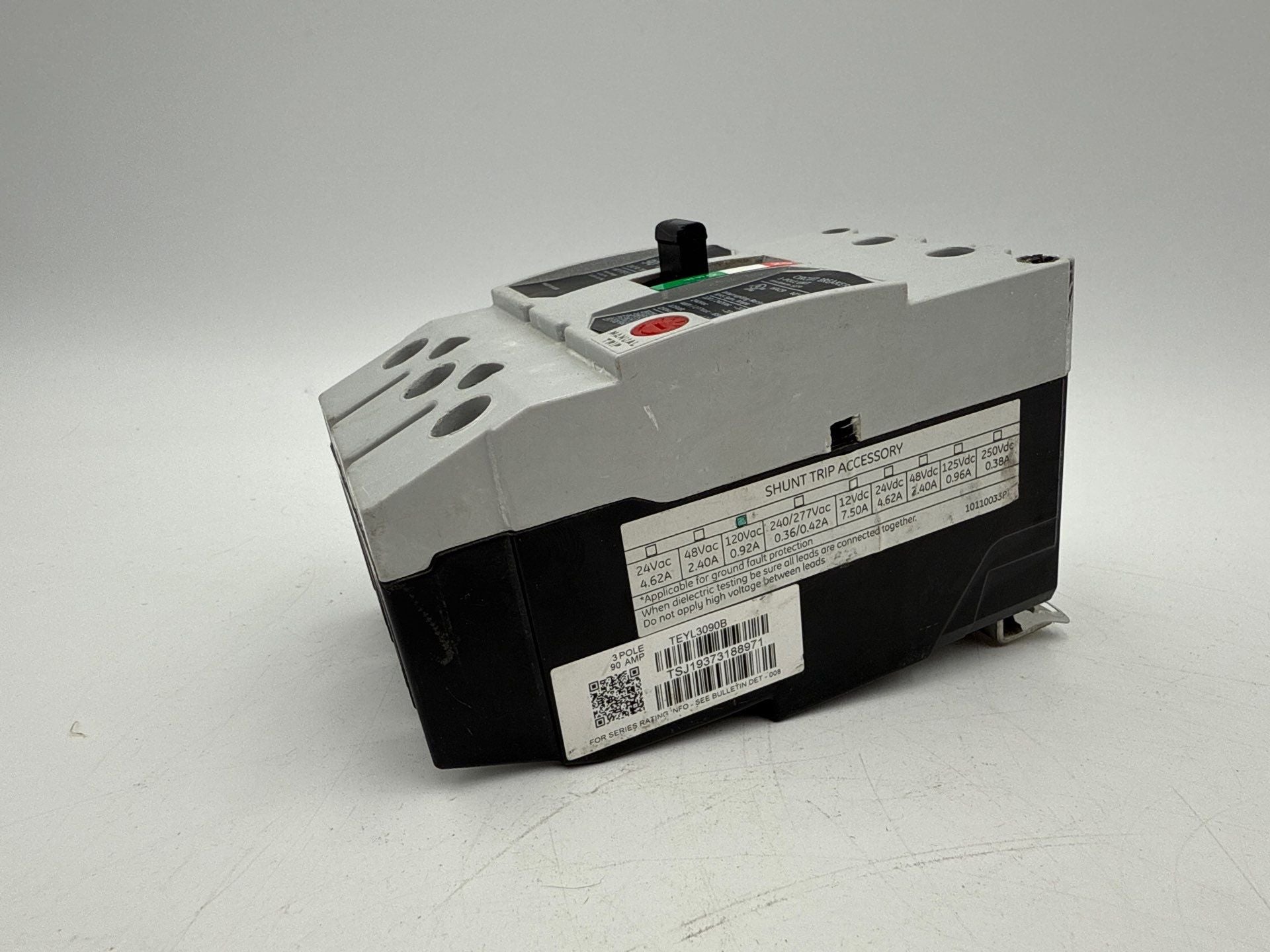 GE TEYL3090B Circuit Breaker 90A 3P 480/277V 3PH TEYL 90 Amp 3 Pole Bolt On Used